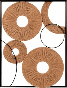 Nástenná dekorácia CIRCLES kovová 48x68 cm, čierna / hnedá