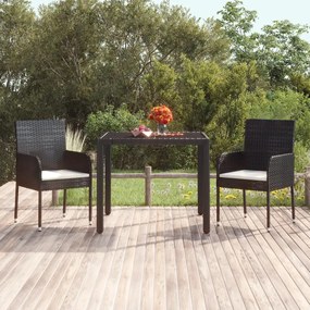Záhradné stoličky s podložkami 2 ks polyratan čierne 319885