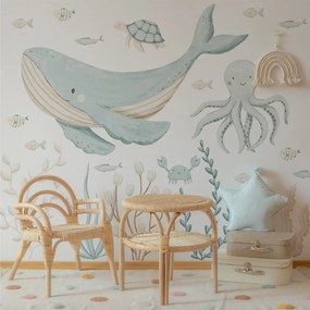 Gario Detská nálepka na stenu Sea voyage - veľryba, chobotnica a morské riasy