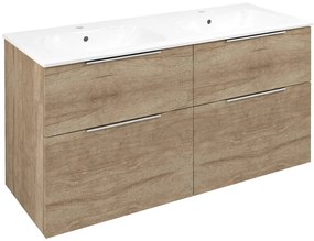 Sapho Sapho, CIRASA umývadlová skrinka s dvojitým umývadlom 121x66x46cm, dub alabama, CR121-2222-21