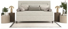 Sivobéžová čalúnená jednolôžková posteľ 100x200 cm Albumy – Maison de Rêve