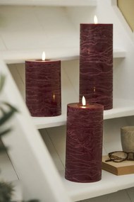 Ib Laursen LED sviečka Pillar Dark Red 15 cm