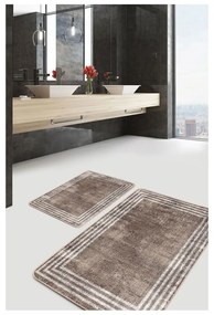 Hnedé zamatové kúpeľňové predložky v súprave 2 ks 60x100 cm – Mila Home