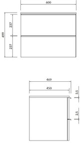 Cersanit - VIRGO závesná skrinka pod umývadlo s doskou 60cm, šedý dub-čierna, S522-023