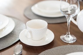 Šálka s podšálkou Diamond Line 220 ml, biely s reliéfem