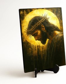 DUBLEZ | Drevený obraz - Ježiš s tŕňovou korunou