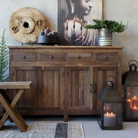 Hnedá komoda Grimaud z recyklovaného dreva s dvierkami a zásuvkami Nature – 160*46*105 cm