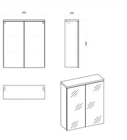 Kúpeľňová závesná skrinka BALI biela so zrkadlom 60 cm