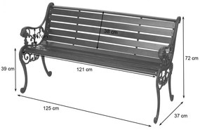 Záhradná lavica F98 2-miestna - liatina / drevo, 125 cm - Hnedá