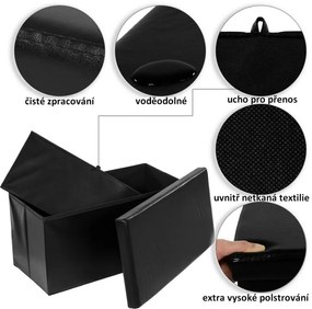 STILISTA 6129 Skladacia lavica s úložným priestorom - čierna