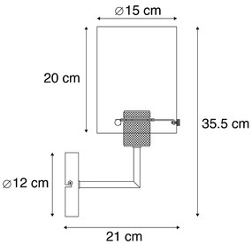 Dizajnová nástenná lampa čierna s dymovým sklom - Dome