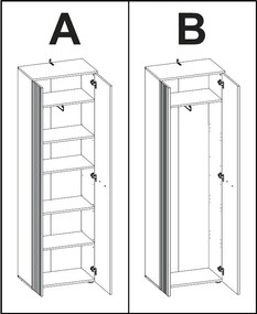 Predsieňová šatníková skriňa s policami Esteban, antracit/dub evoke