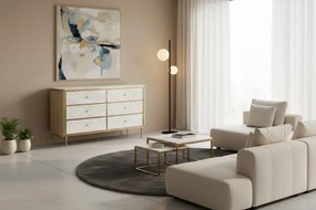 Komoda Stilig 160 cm slonovinová/zlatá