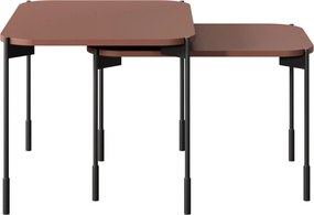 Kávový stolík Sonatia 60 cm obdĺžnikový na kovových nohách - burgund