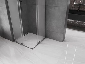 Mexen Velar L Duo, sprchový kút s posuvnými dverami 90 x 90 cm, 8mm sklo námraza, brúsený grafit, 871-090-090-02-33-95