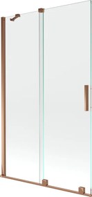 Mexen Velar, 2-krídlová posuvná vaňová zástena 110 x 150 cm, 8mm číre sklo, ružové zlato, 896-110-000-01-60