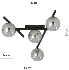 Stropné svietidlo SMART 4xE14/10W/230V čierna/šedá