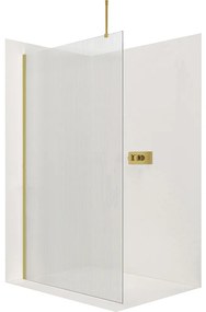 CERANO - Sprchová zástena Walk-in Onyx Top L/P - guľatá vzpera - zlatá kartáčovaná, ryhované sklo - 100x200 cm, CER-CER-8050BD1593