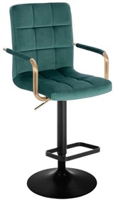 LuxuryForm DESIGN Barová stolička VERONA GOLD VELUR na čiernom tanieri - zelená
