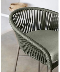 Zelená kovová/polstrovaná záhradná stolička Yanet – Kave Home