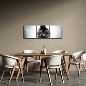 Obraz - Mních v kláštore (s hodinami) (90x30 cm)
