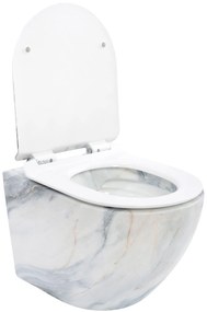 Rea Carlos, závesná WC misa Rimless 495x370x355 mm + toaletné sedadlo z duroplastu, imitácia kameňa Granit matný, REA-C8003