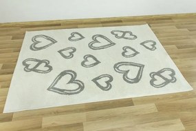 Koberec Slim 6923 Srdcia bielý / sivý