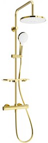 Mexen - KT05 sprchový set s termostatickou batériou Kai, zlatá - biela, 771500593-50