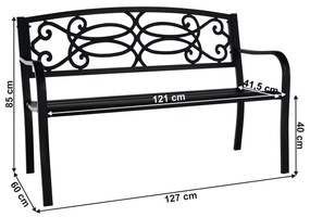 Kondela Záhradná lavička, čierna, VENDA
