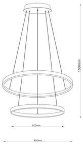 Závesné LED svietidlo BRENO 2 krúžky, zlaté 80 cm