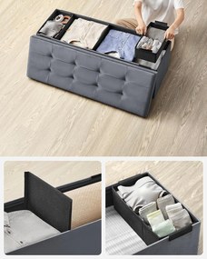 Skladací Puff Úložný Box 38 x 110 x 38 cm, 300 kg nosnosť, šedý
