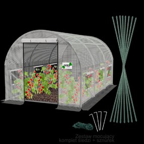 Garden Line 4-dielny biely fóliový záhradný tunel 6 x 3 x 2 m