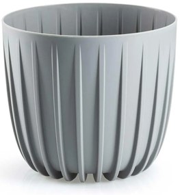 PLASTOVÝ KVETINÁČ STRIPPED 18X15,5 CM SIVÁ