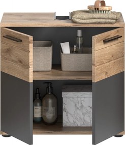 Kúpeľňová skrinka pod umývadlo Mason, dub/šedá