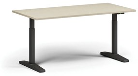 Výškovo nastaviteľný stôl, elektrický, 675-1325 mm, doska 1600x800 mm, čierna podnož, orech