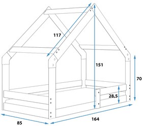 Domčeková posteľ DOMČEK 2 160x80 - prírodná borovica