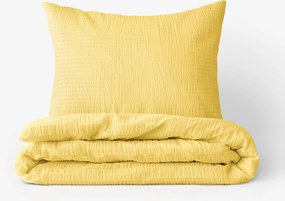 Goldea krepové posteľné obliečky - žlté 140 x 200 a 70 x 90 cm