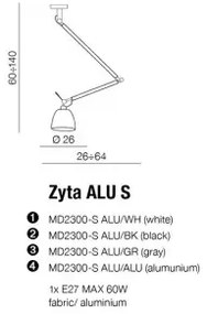 Industriálny luster Zyta S hliníkové
