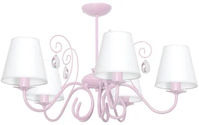 EUlight Detský luster Sara, 5x biele textilné tienidlo, p