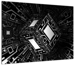 Sklenený obraz abstraktné kocky (70x50 cm)