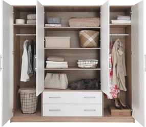 Šatník Smart 200 cm, dub sonoma / biela, zrkadlo