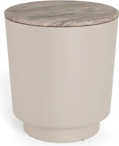 Konferenční stolek Cangas 45 cm béžový mat/hnědý mramor lesk