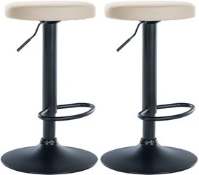 2x Barová stolička Ponte - koženka, čierny rám - Krémová