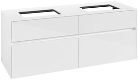 VILLEROY &amp; BOCH Collaro závesná skrinka pod dve umývadlá na dosku, 4 zásuvky, 1400 x 500 x 548 mm, Glossy White, C11900DH