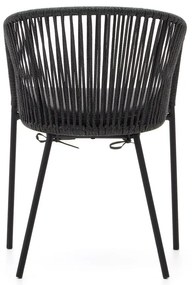 Čierna kovová/polstrovaná záhradná stolička Yanet – Kave Home