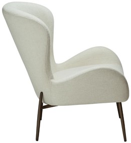 GLAM ČALÚNENÉ LOUNGE KRESLO bone white/antique brass