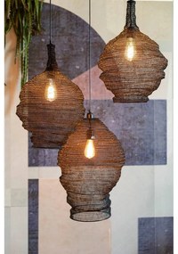 Čierne závesné svietidlo White Label Lena, ø 48 cm