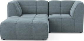 Modrá rohová pohovka z textílie buklé (ľavý roh/s leňoškou) Aloha – Makamii