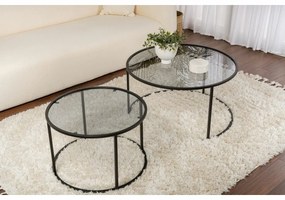 Súprava konferenčných stolíkov Aurum Black and Grey 80 cm, 2 ks