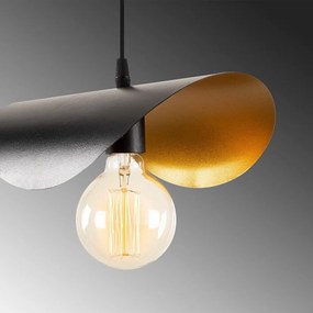 Závesné svietidlo v čiernej a bronzovej farbe s kovovým tienidlom Sivani – Opviq lights